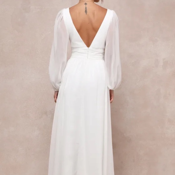 Lulus Enchant My Love White V-neck Long Sleeve Maxi Dress - Size XL - Picture 3 of 3